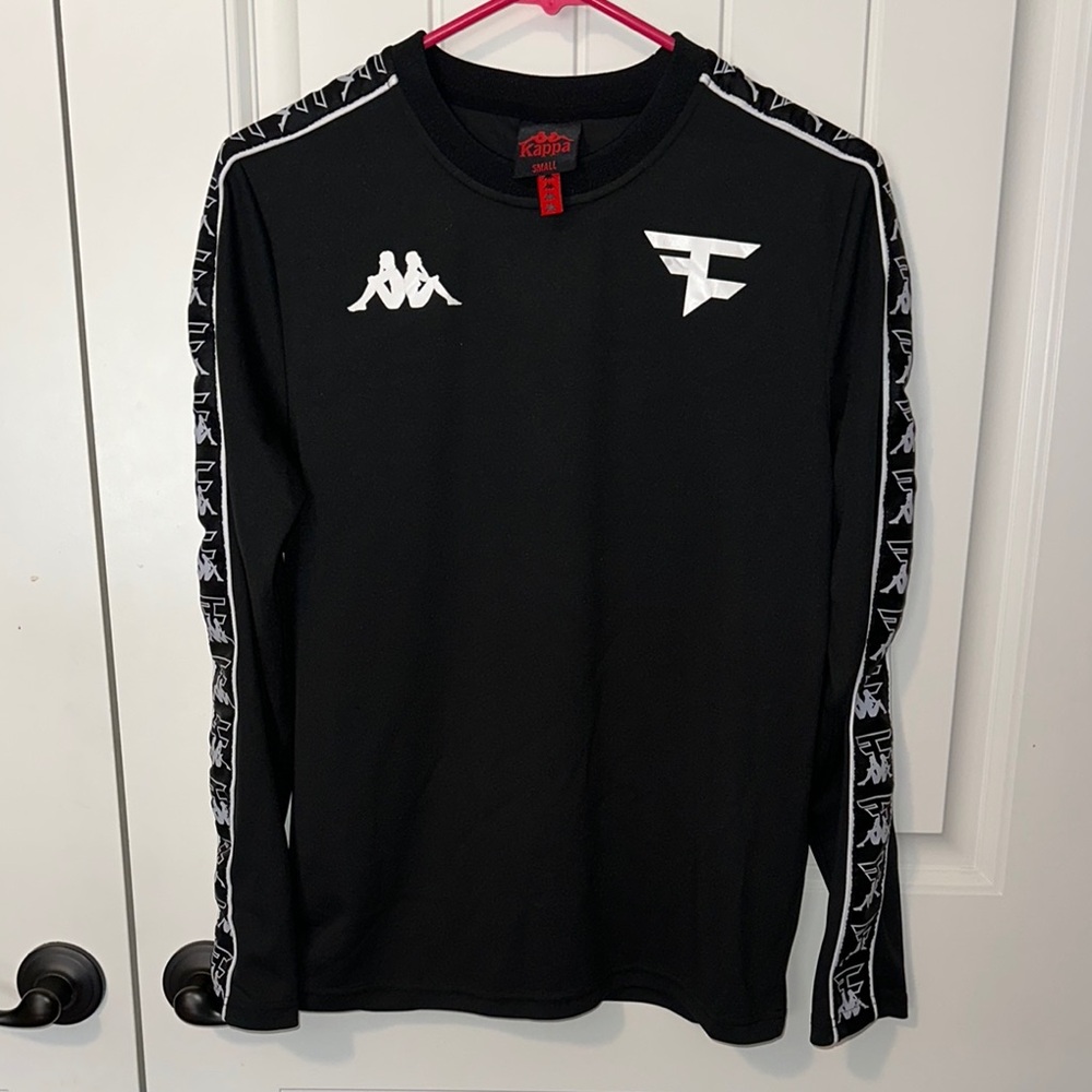 Faze x Kappa Black and White Long Sleeve Tee with Athletic Fit